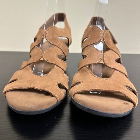 Sesto Meucci Size 7N Philys Viso Nubuck Leather Slip On Slingback Sandals Tan - Picture 2 of 12